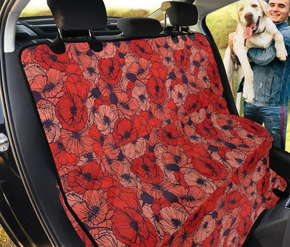 Armistice Day Poppy Pattern Print Pet Car Back Seat Cover