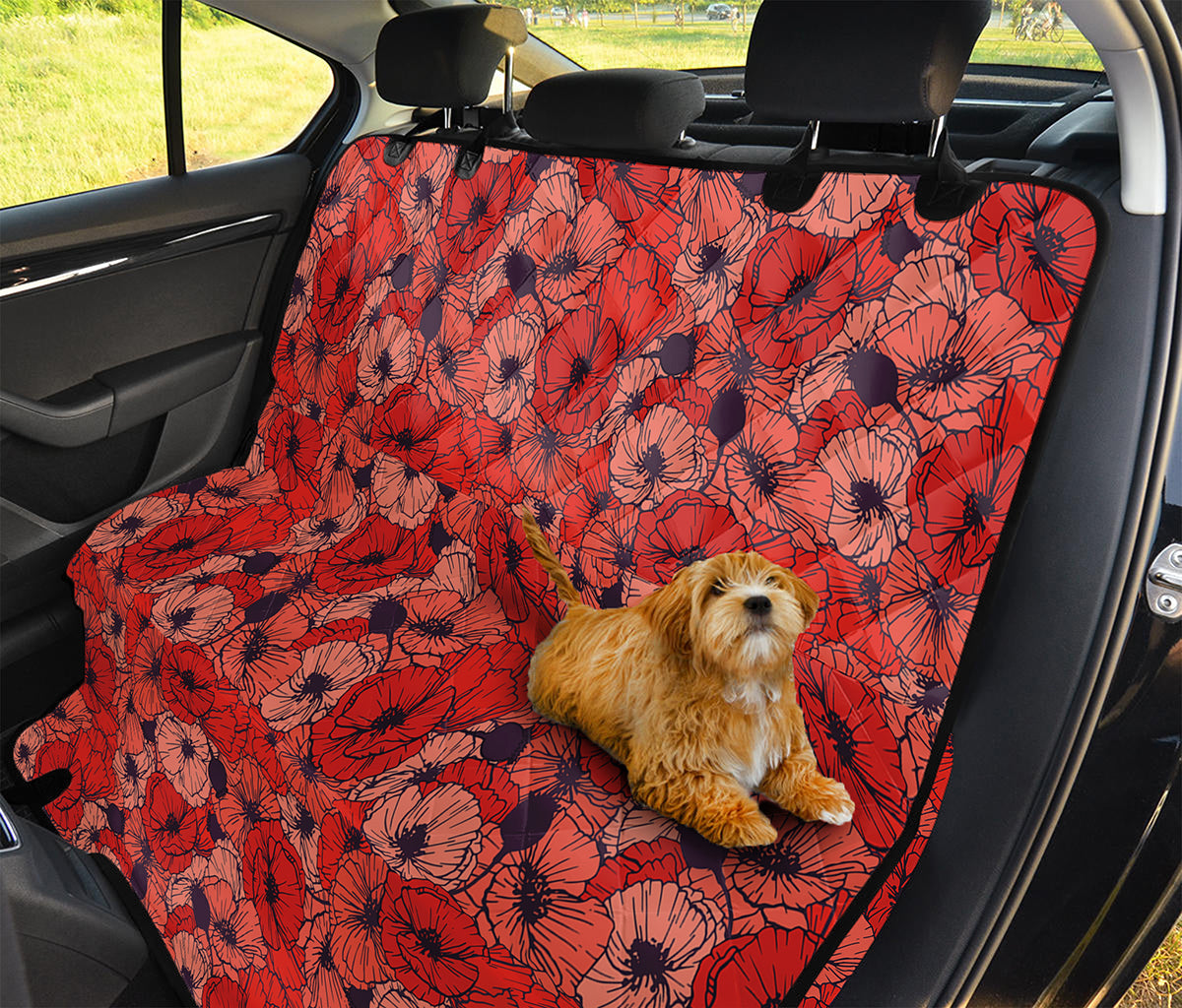 Armistice Day Poppy Pattern Print Pet Car Back Seat Cover