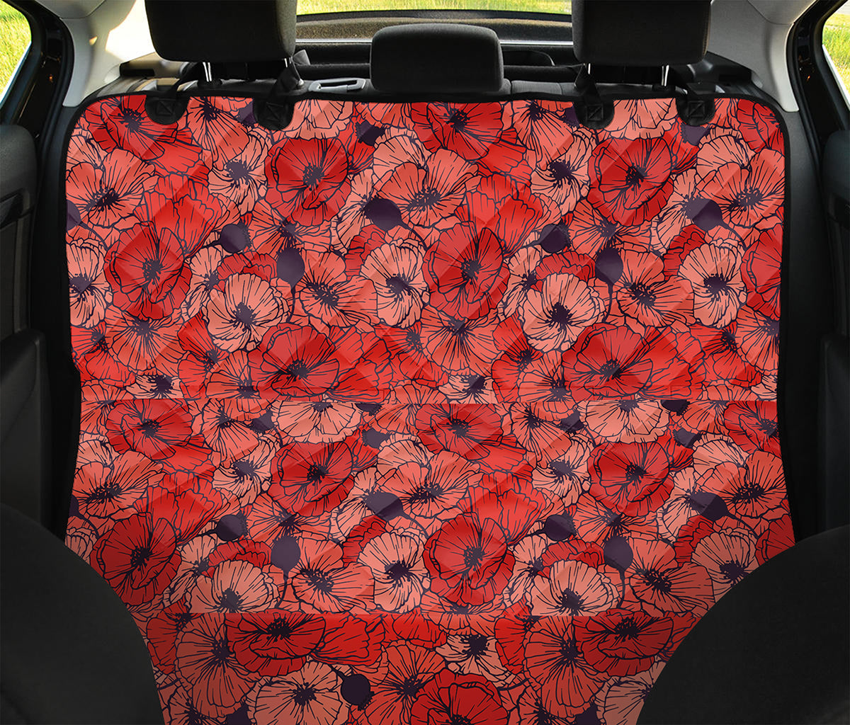 Armistice Day Poppy Pattern Print Pet Car Back Seat Cover