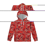 Armistice Day Poppy Pattern Print Pullover Hoodie