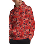 Armistice Day Poppy Pattern Print Pullover Hoodie