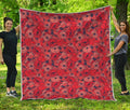 Armistice Day Poppy Pattern Print Quilt
