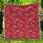 Armistice Day Poppy Pattern Print Quilt