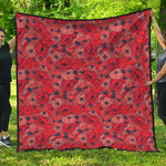 Armistice Day Poppy Pattern Print Quilt