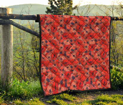 Armistice Day Poppy Pattern Print Quilt