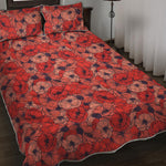 Armistice Day Poppy Pattern Print Quilt Bed Set