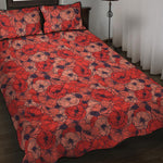 Armistice Day Poppy Pattern Print Quilt Bed Set