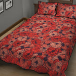 Armistice Day Poppy Pattern Print Quilt Bed Set