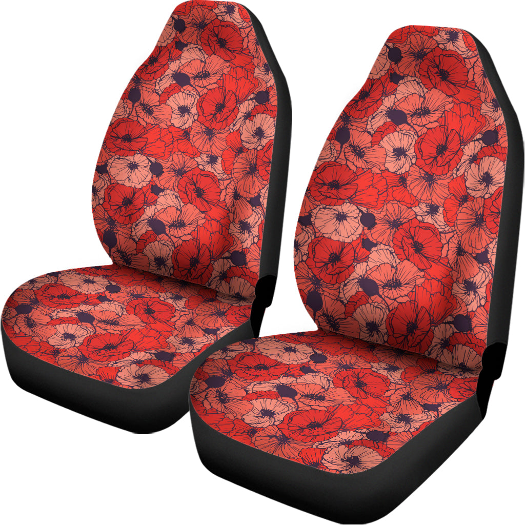 Armistice Day Poppy Pattern Print Universal Fit Car Seat Covers