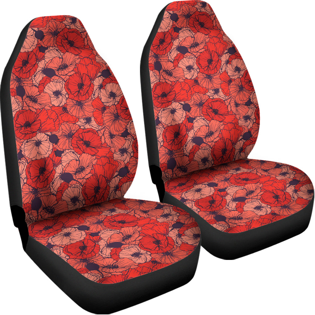 Armistice Day Poppy Pattern Print Universal Fit Car Seat Covers