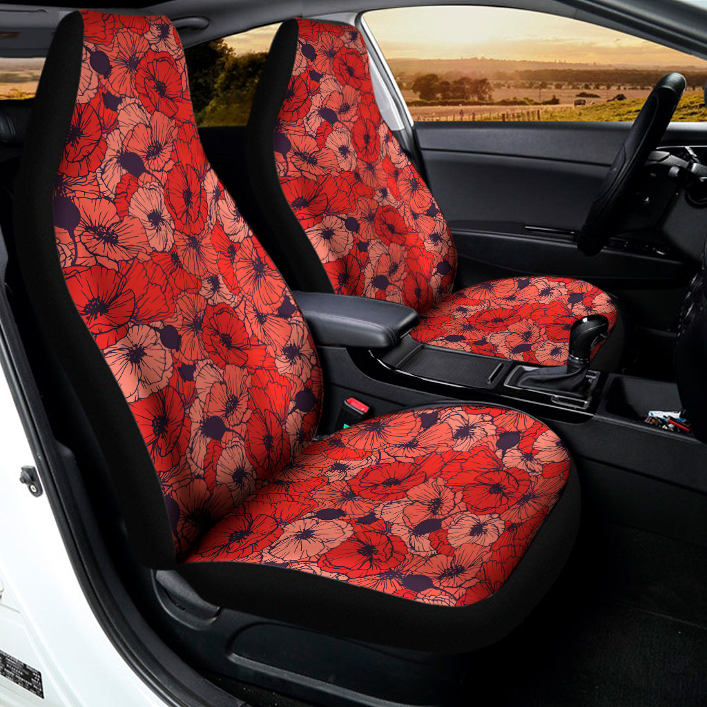 Armistice Day Poppy Pattern Print Universal Fit Car Seat Covers