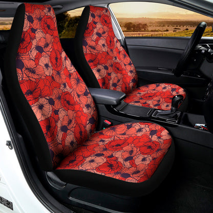 Armistice Day Poppy Pattern Print Universal Fit Car Seat Covers