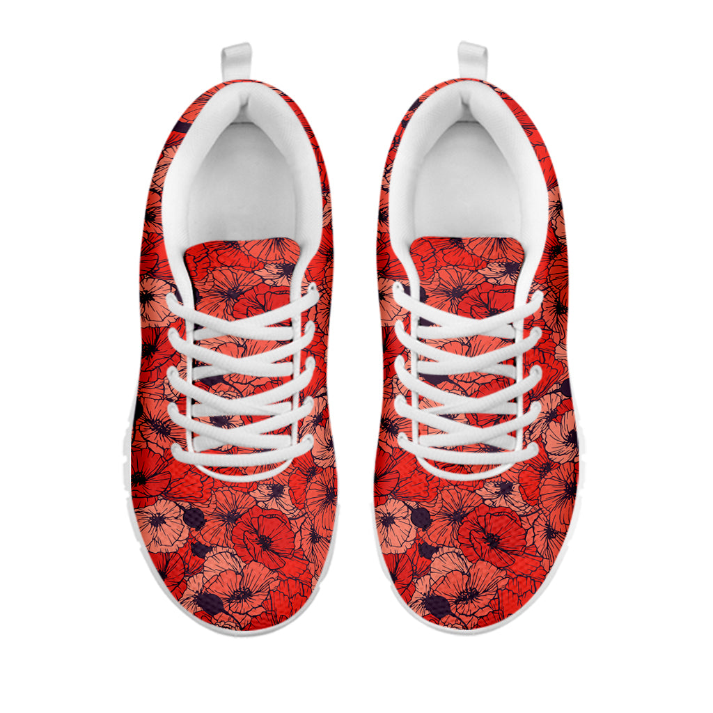 Armistice Day Poppy Pattern Print White Sneakers