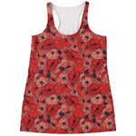 Armistice Day Poppy Pattern Print Women's Racerback Tank Top