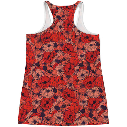 Armistice Day Poppy Pattern Print Women's Racerback Tank Top