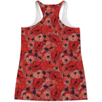 Armistice Day Poppy Pattern Print Women's Racerback Tank Top