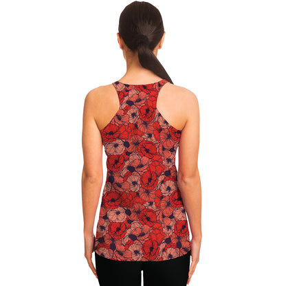 Armistice Day Poppy Pattern Print Women's Racerback Tank Top