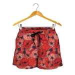 Armistice Day Poppy Pattern Print Women's Shorts