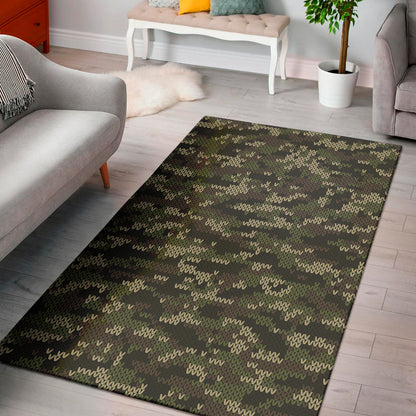 Army Camouflage Knitted Pattern Print Area Rug