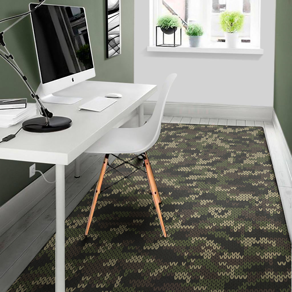 Army Camouflage Knitted Pattern Print Area Rug