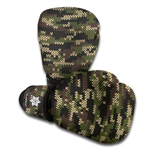 Army Camouflage Knitted Pattern Print Boxing Gloves