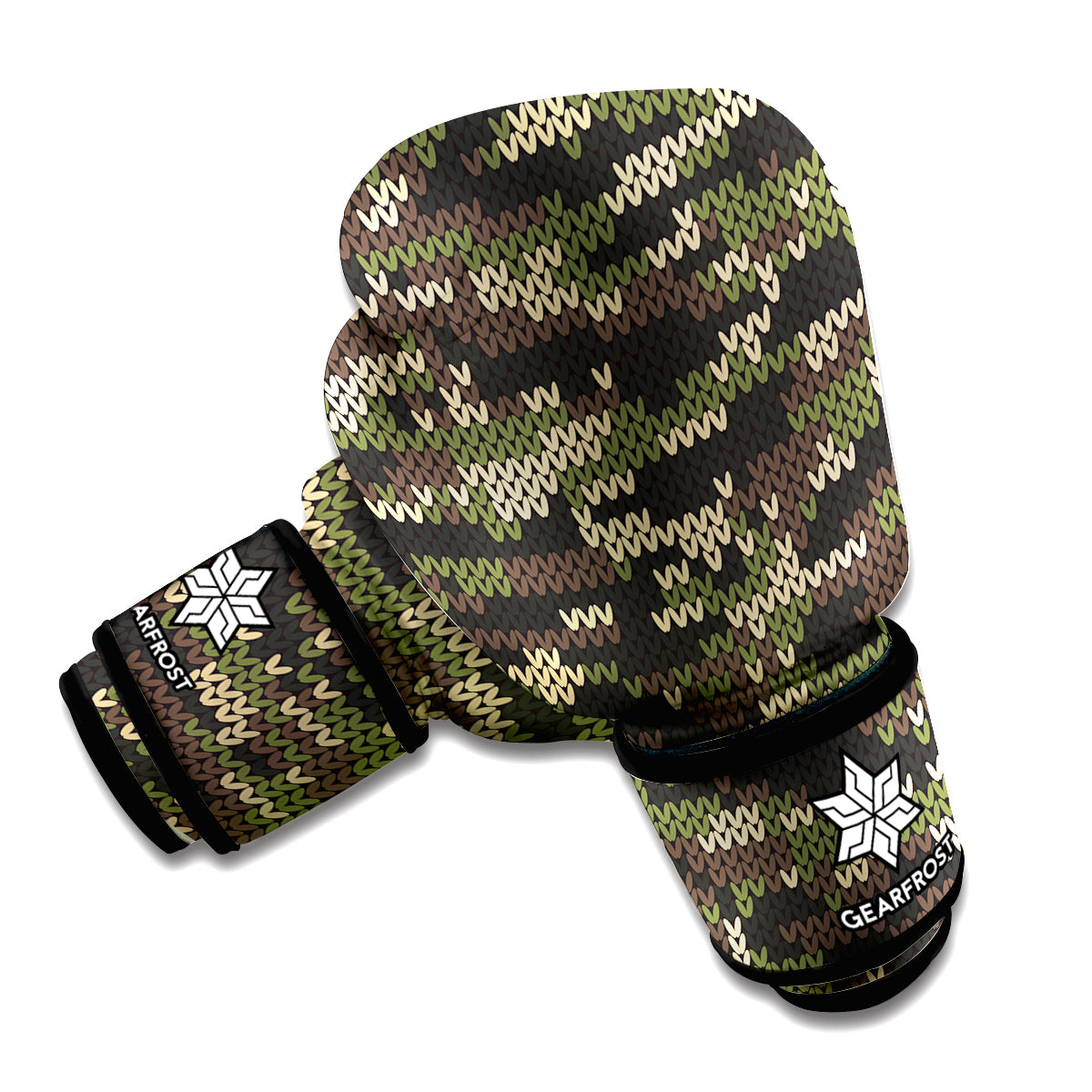 Army Camouflage Knitted Pattern Print Boxing Gloves