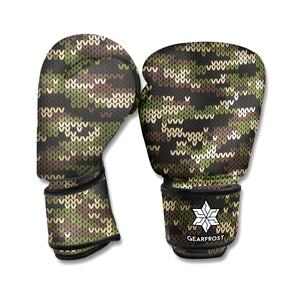 Army Camouflage Knitted Pattern Print Boxing Gloves