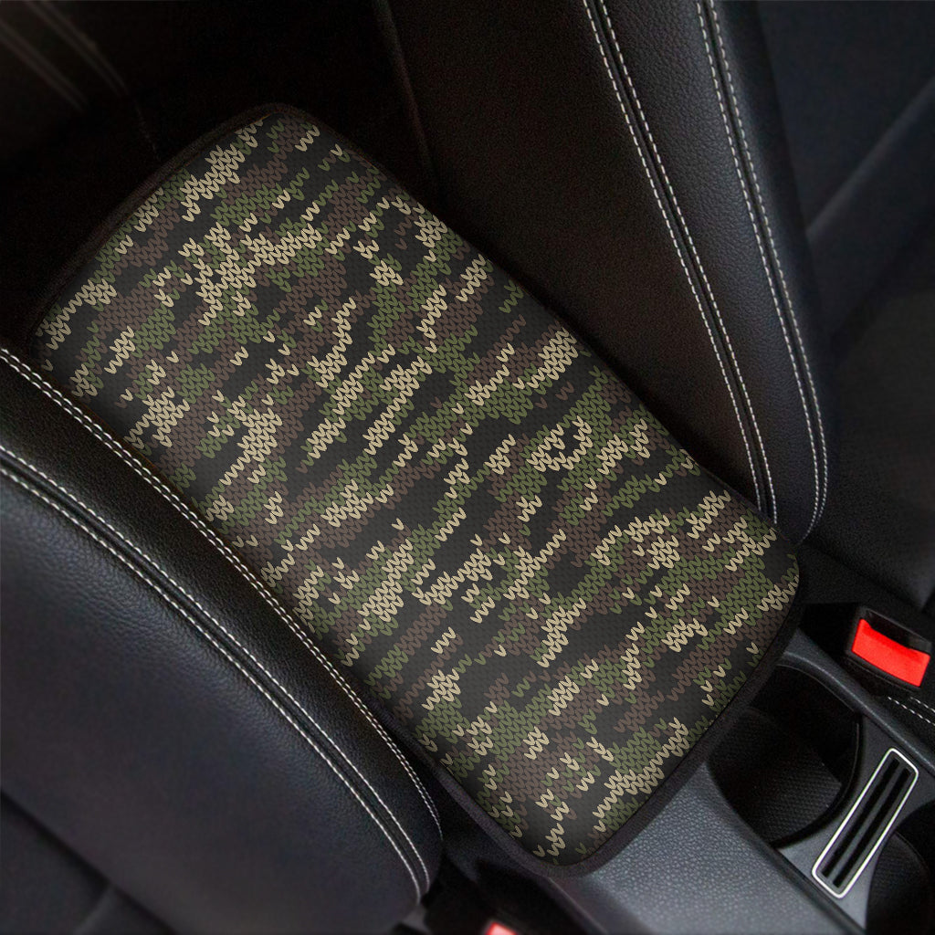 Army Camouflage Knitted Pattern Print Car Center Console Cover