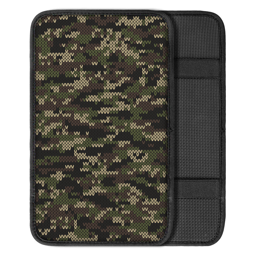 Army Camouflage Knitted Pattern Print Car Center Console Cover