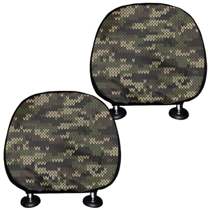 Army Camouflage Knitted Pattern Print Car Headrest Covers