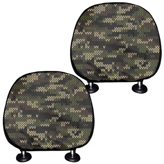 Army Camouflage Knitted Pattern Print Car Headrest Covers