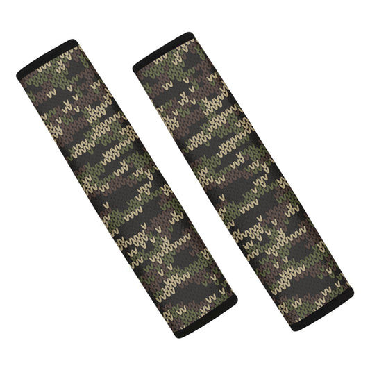 Army Camouflage Knitted Pattern Print Car Seat Belt Covers