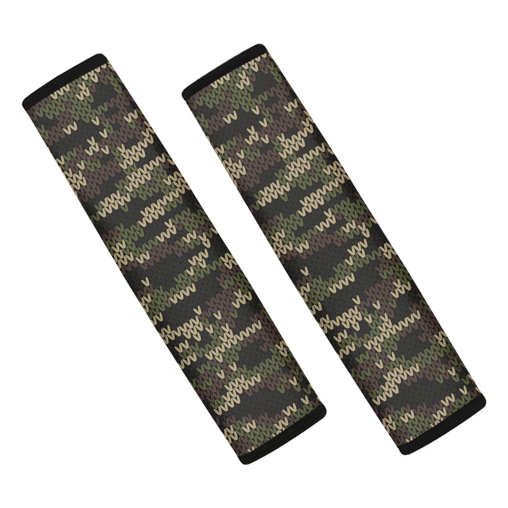 Army Camouflage Knitted Pattern Print Car Seat Belt Covers