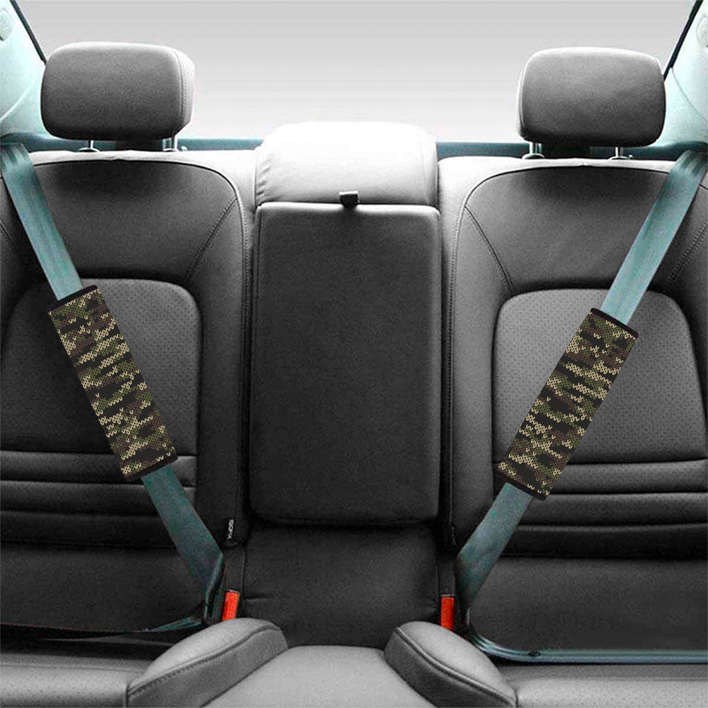 Army Camouflage Knitted Pattern Print Car Seat Belt Covers
