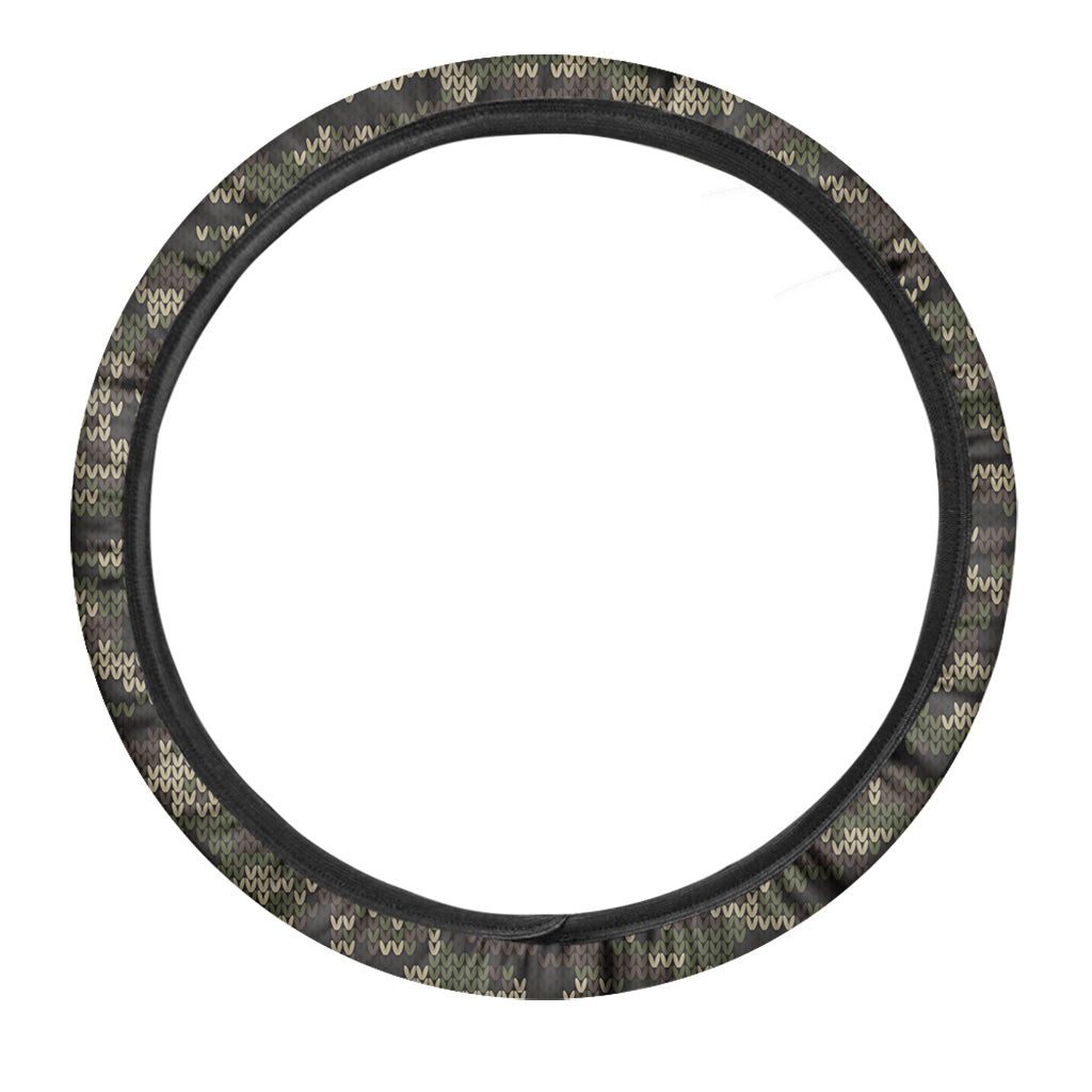 Army Camouflage Knitted Pattern Print Car Steering Wheel Cover