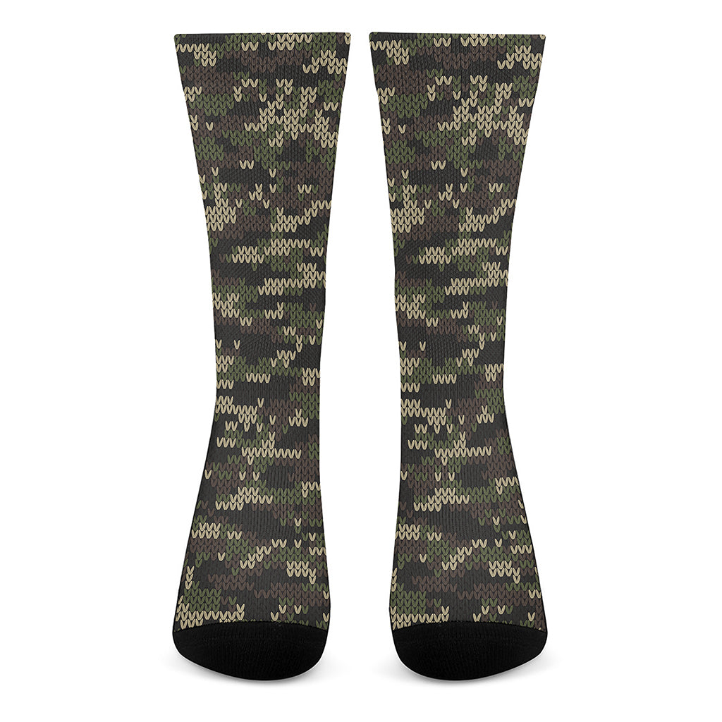 Army Camouflage Knitted Pattern Print Crew Socks