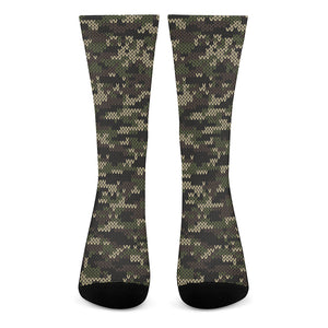 Army Camouflage Knitted Pattern Print Crew Socks