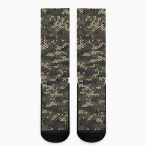 Army Camouflage Knitted Pattern Print Crew Socks