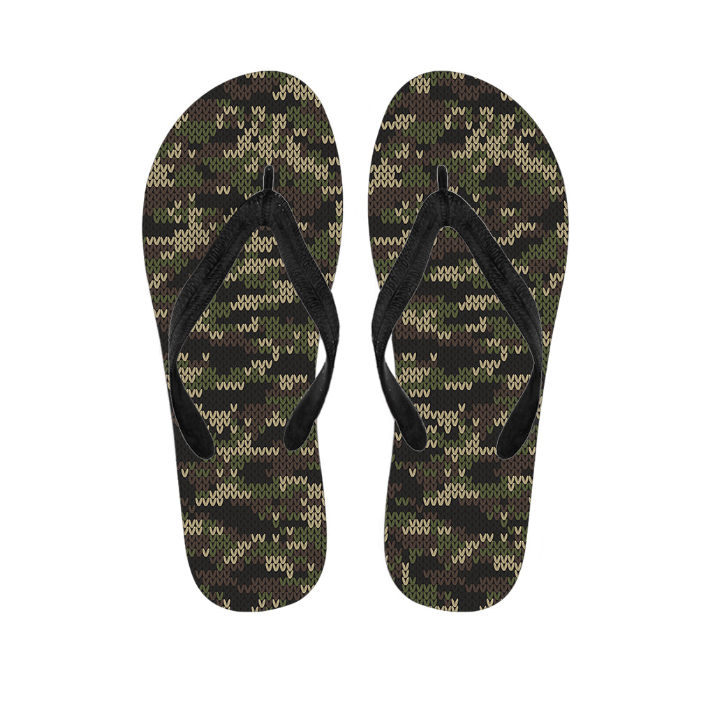 Army Camouflage Knitted Pattern Print Flip Flops