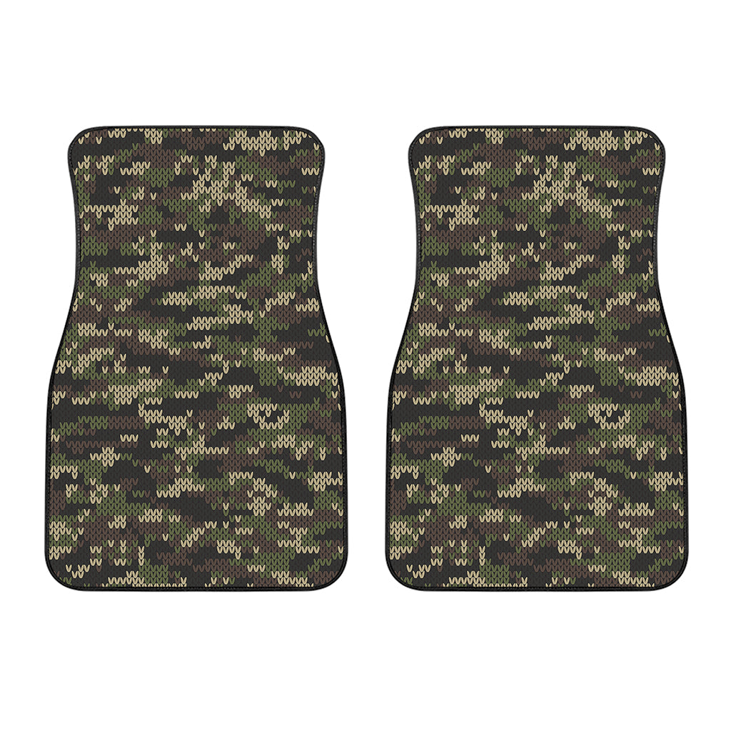 Army Camouflage Knitted Pattern Print Front Car Floor Mats