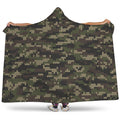 Army Camouflage Knitted Pattern Print Hooded Blanket