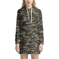 Army Camouflage Knitted Pattern Print Pullover Hoodie Dress