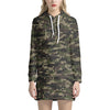 Army Camouflage Knitted Pattern Print Hoodie Dress