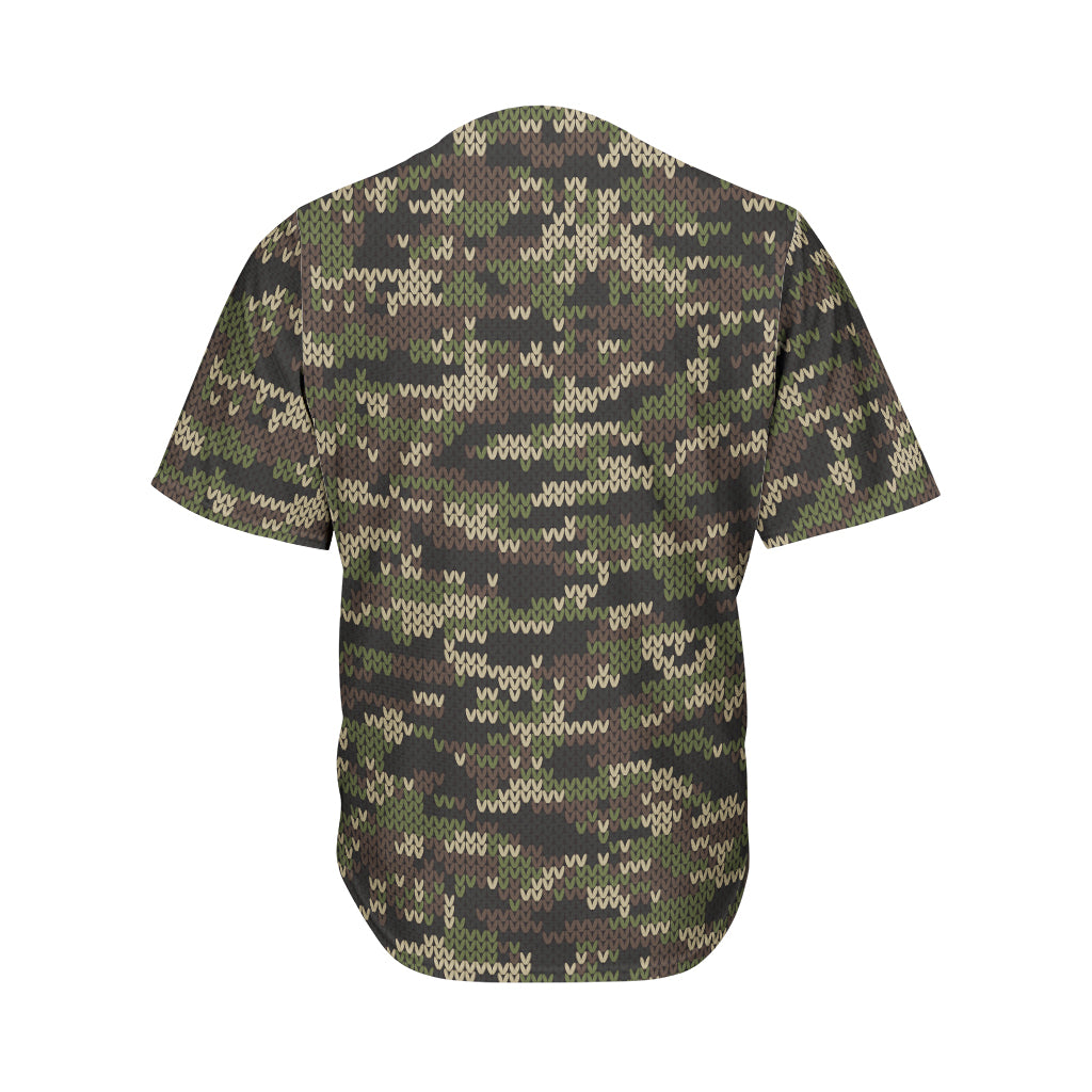 Army Camouflage Knitted Pattern Print Men's Baseball Jersey