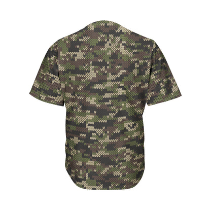 Army Camouflage Knitted Pattern Print Men's Baseball Jersey