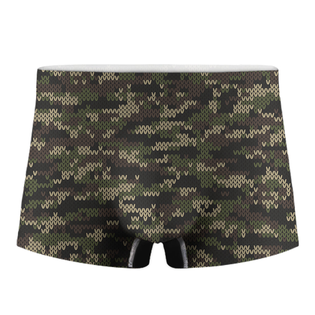 Army Camouflage Knitted Pattern Print Men's Boxer Briefs