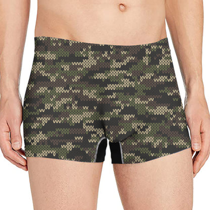 Army Camouflage Knitted Pattern Print Men's Boxer Briefs