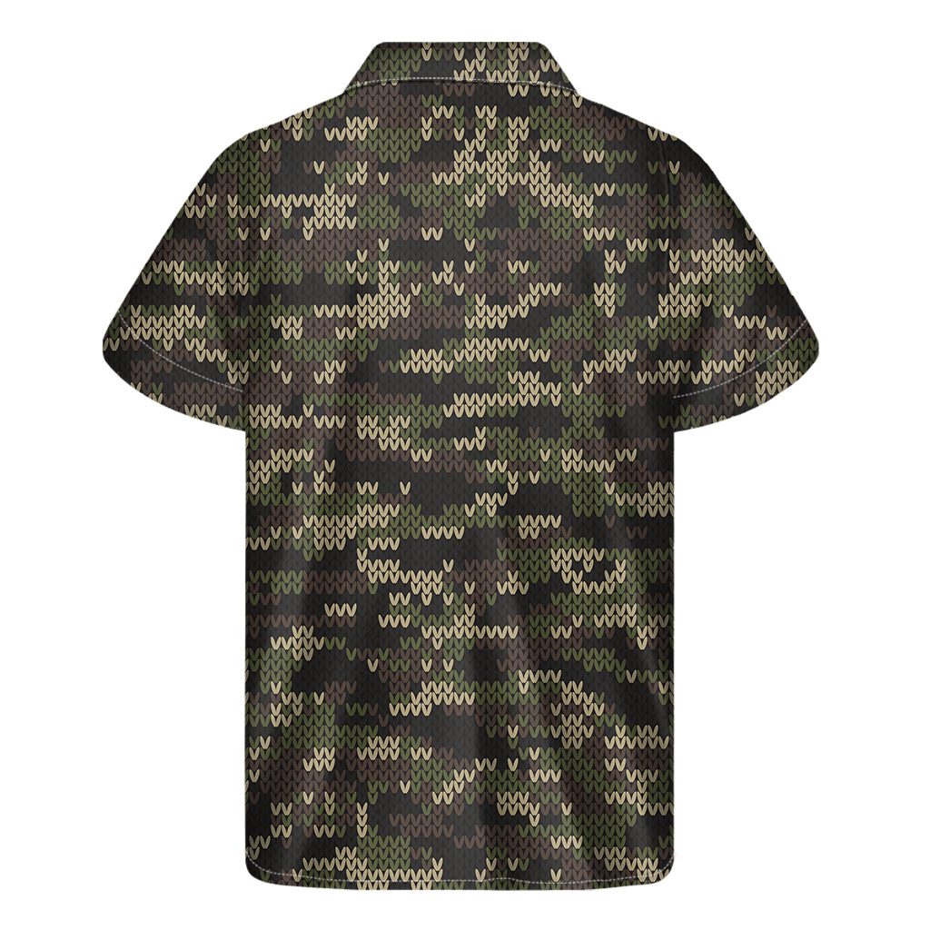 Army Camouflage Knitted Pattern Print Men's Short Sleeve Shirt