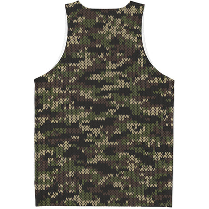 Army Camouflage Knitted Pattern Print Men's Tank Top