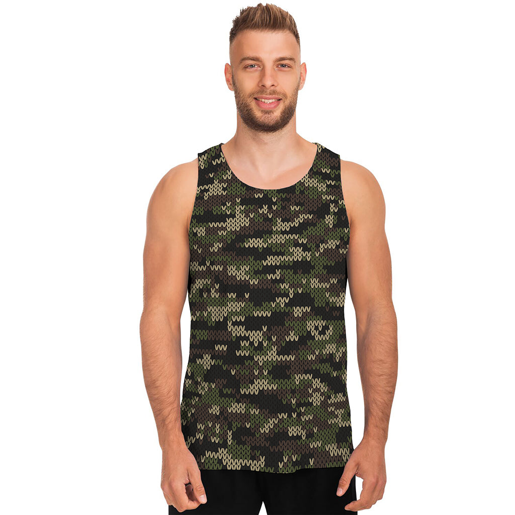 Army Camouflage Knitted Pattern Print Men's Tank Top